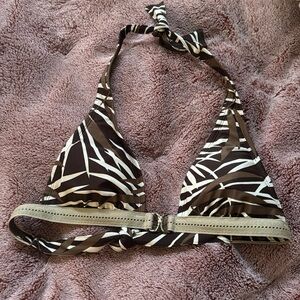 GAP Brown bikini top swimsuit  women’s XS boho tie halter leaf botanical print
